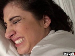 Super hot brunette gets fucked in the anus for the first time with Karina White.