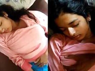Desi teen sleeps but guy carefully touches XXX titties through T shirt