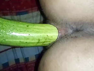Husband inserting a huge cucumber into his wife's pussy desi fucked with my wife is moaning